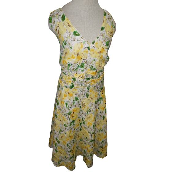 Robbie Bee Woman Yellow Floral Sleeveless Midi Dress Size 20W - Picture 1 of 6